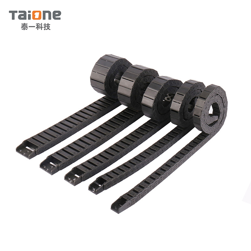尼龙拖链半封闭内开黑体T15塑料拖链 机床附件封闭拖链桥式链