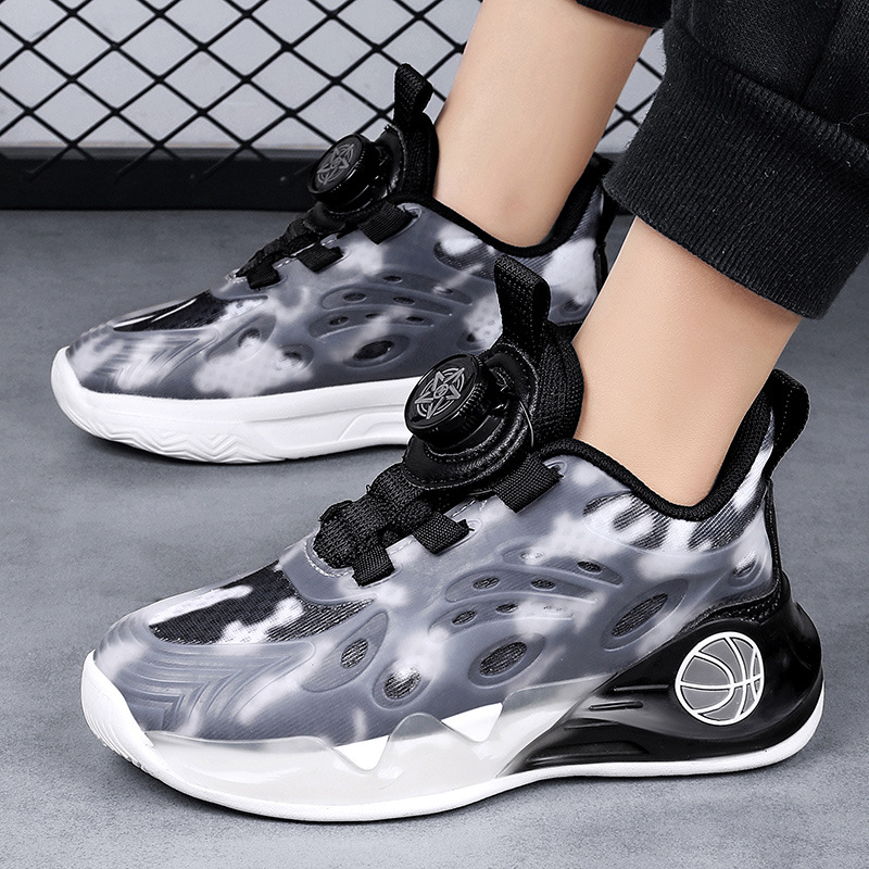Boys' Sports 2023 Mid size Anti slip Children's Basketball Summer Mesh Running Breathable Button Shoes_voghion.com