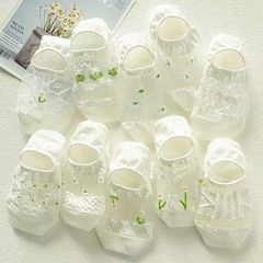 Women's Summer White Mesh Hosiery Breathable Cooling Short Invisible Socks Ultra-thin Breathable Non-slip Socks