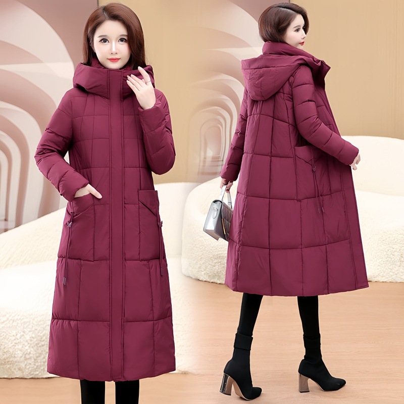 여성용 롱패딩, 겨울용 두꺼운 심플 후드 화이트 덕다운 슬림핏 코트, 원피스 배송 가능