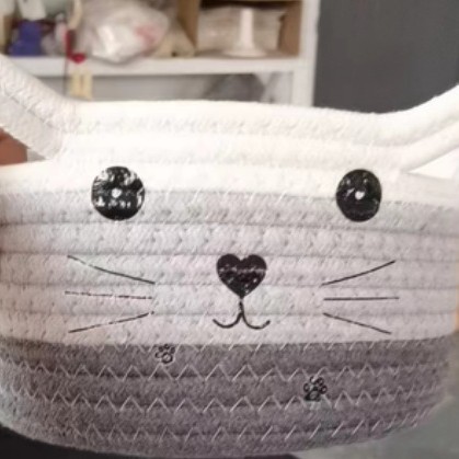 Control remoto transfronterizo para gatos, hilo de algodón, cesta de almacenamiento de escritorio tejida, cesta de almacenamiento de llaves, cesta de acabado de artículos diversos, cesta redonda