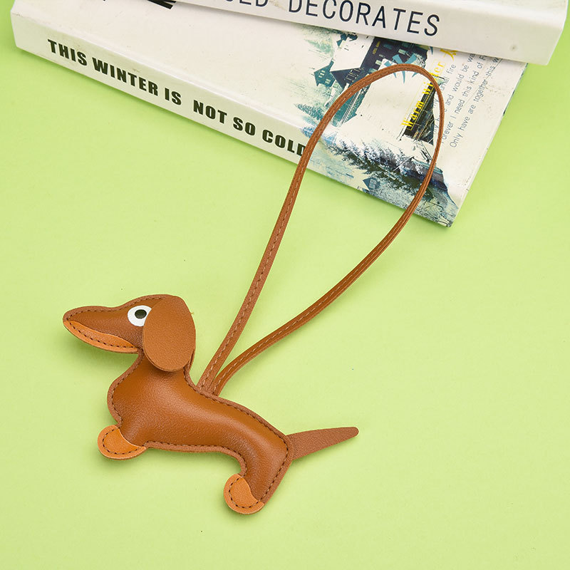 ダックスフントペンダント DIY ジュエリーアクセサリー革立体黒ペンダントキーホルダーバッグペンダント子犬漫画|undefined