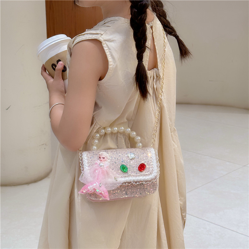 Nueva chica pequeña bolsa de hombro fragante bolso de moda perla esquinilla bolsa de cadena de cambio bolso cuadrado