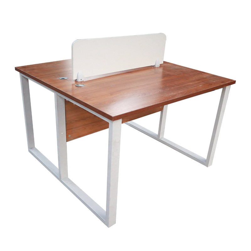 배플이있는 더블 시트 흰색 프레임 + 티크 데스크탑