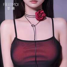 霏慕自由系帶INS網紅玫瑰花頸環7661情趣內衣配件制服套裝批發