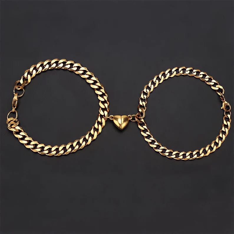 Hip-hop Sun Moon Heart Shape Metal Plating Couple Bracelets 1 Pair display picture 2