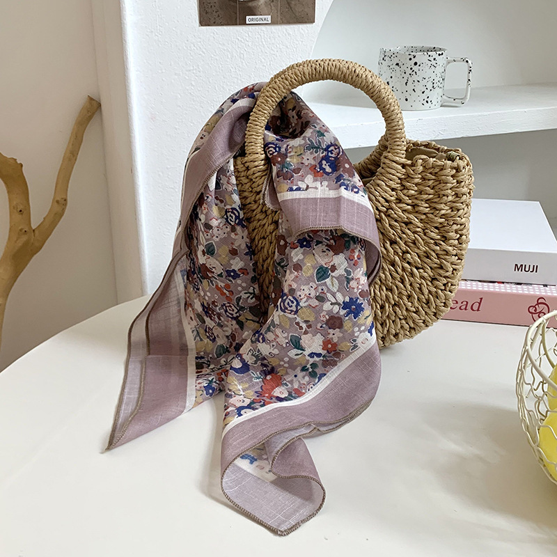 Cintas para el cabello, nueva impresión de letras coreanas, bufandas de seda, decoración profesional para mujeres, bufandas con bufandas cuadradas