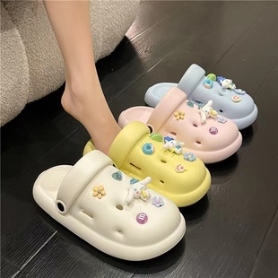 Cartoon cute poop-feeling thick-soled hole shoes outerwear summer soft-soled slippers beach Baotou sandals women Wholesale