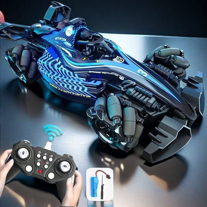 Big spray, blue racing car