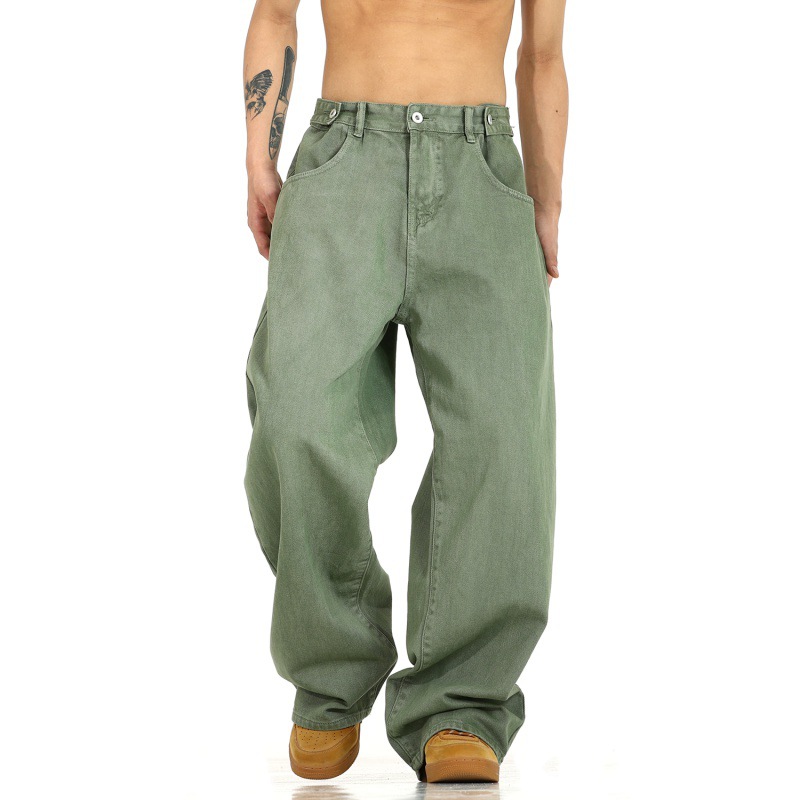 Pantalones vaqueros lavados retro americanos pantalones de pierna recta de moda de la calle principal para hombres