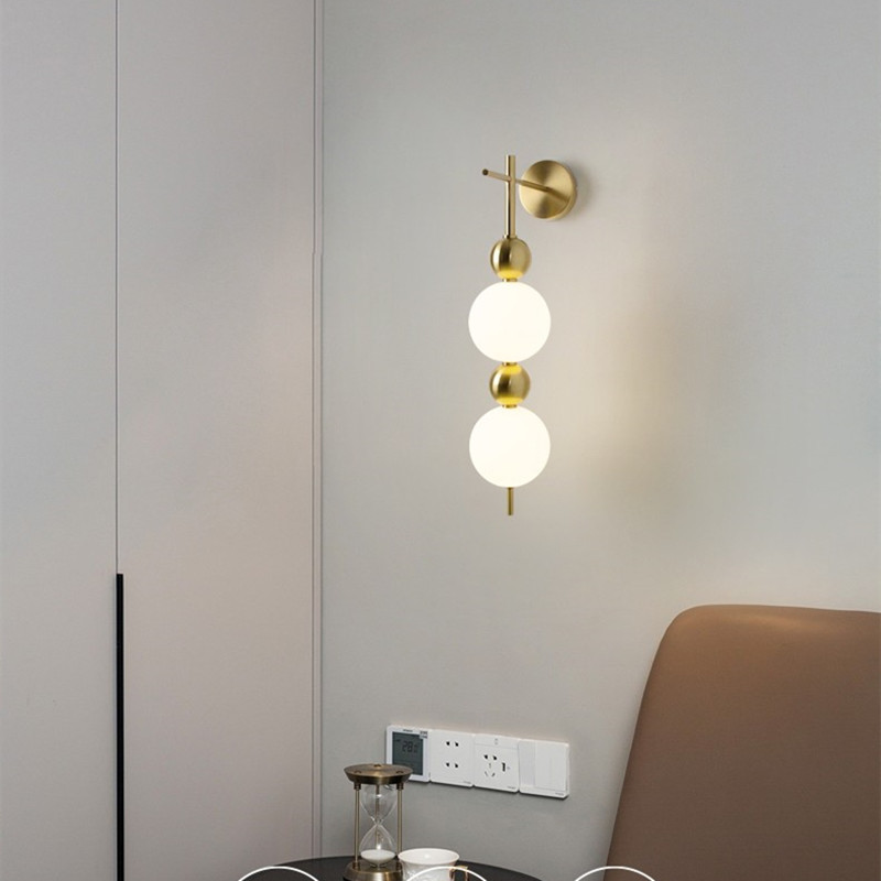 Luz de pared redonda nórdica pasillo lujoso fondo de cabecera de cama sala de estar lámpara de dormitorio creativa calabaza simple escalera lámpara de pared atrás