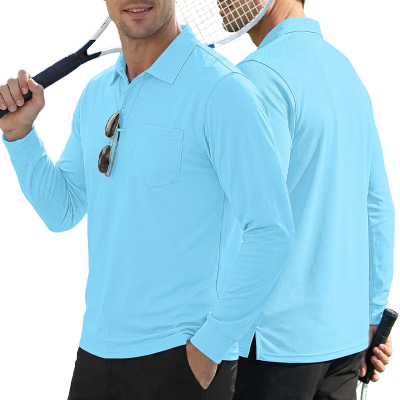 Transfronterizo Amazon manga larga camiseta suelta con collar camiseta hombre Europa y América otoño nuevo estilo al aire libre táctico polo hombre