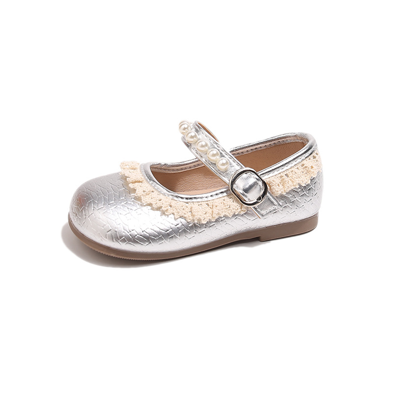 Zapatos de cuero de niñas zapatos de encaje de moda 2026 primavera nuevos zapatos de rendimiento de suela suave de niñas zapatos de princesa de perlas para niños image 7