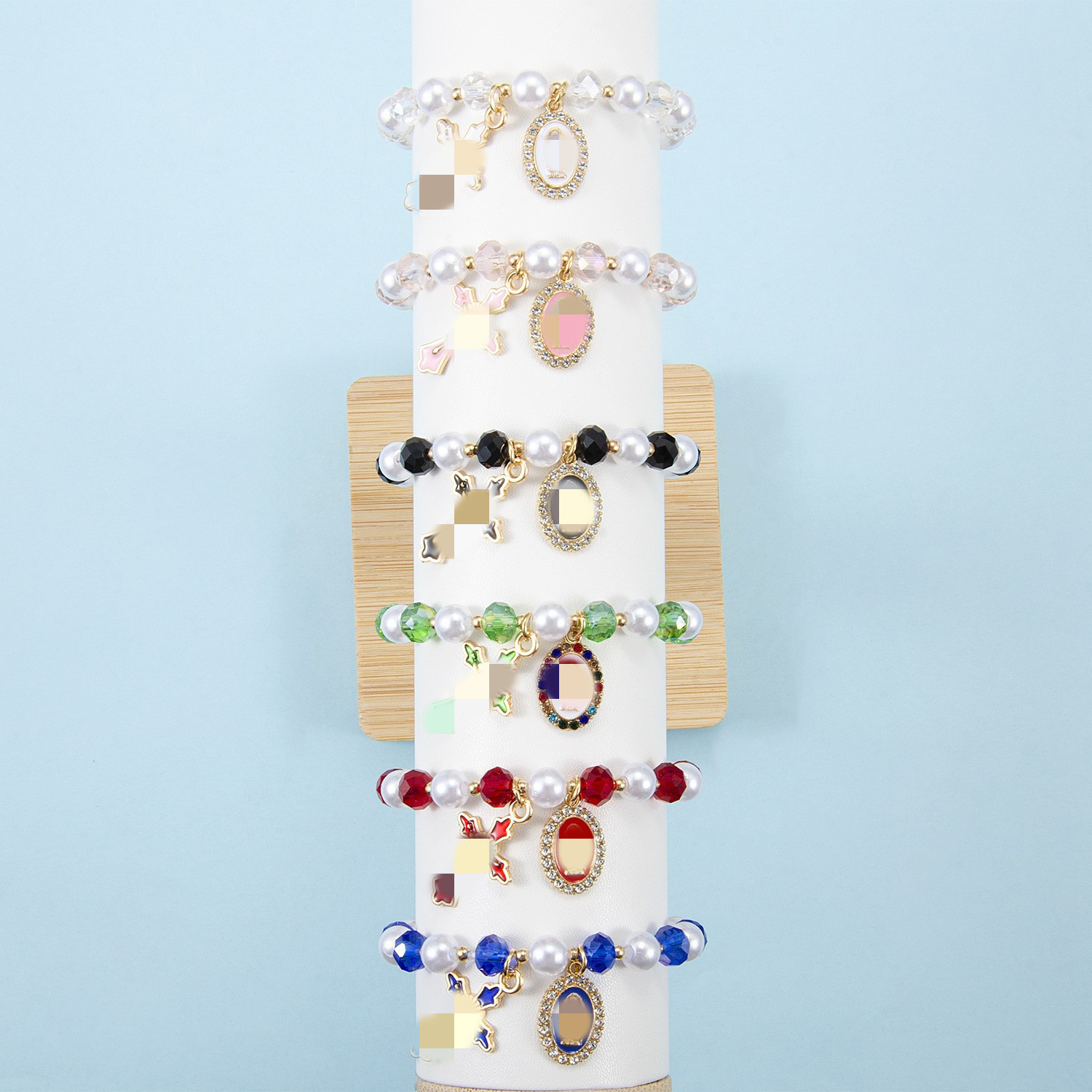 Cross-border European and American cross beaded bracelet, exquisite, fashionable, versatile, elastic cord bracelet, anniversary gift for men and women