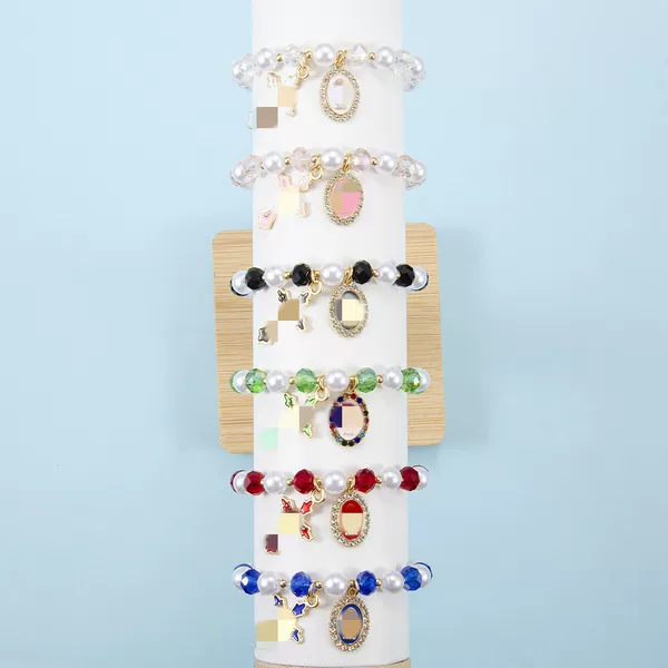 Cross-border European and American cross beaded bracelet, exquisite, fashionable, versatile, elastic cord bracelet, anniversary gift for men and women