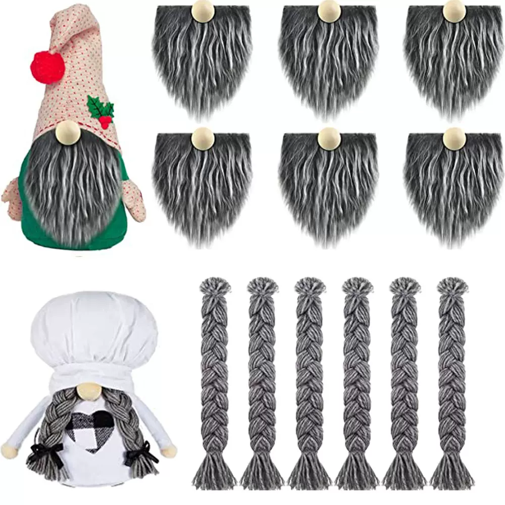 侏儒娃娃手工DIY材料亚马逊装饰人造毛皮胡须木球圣诞矮人毛球
