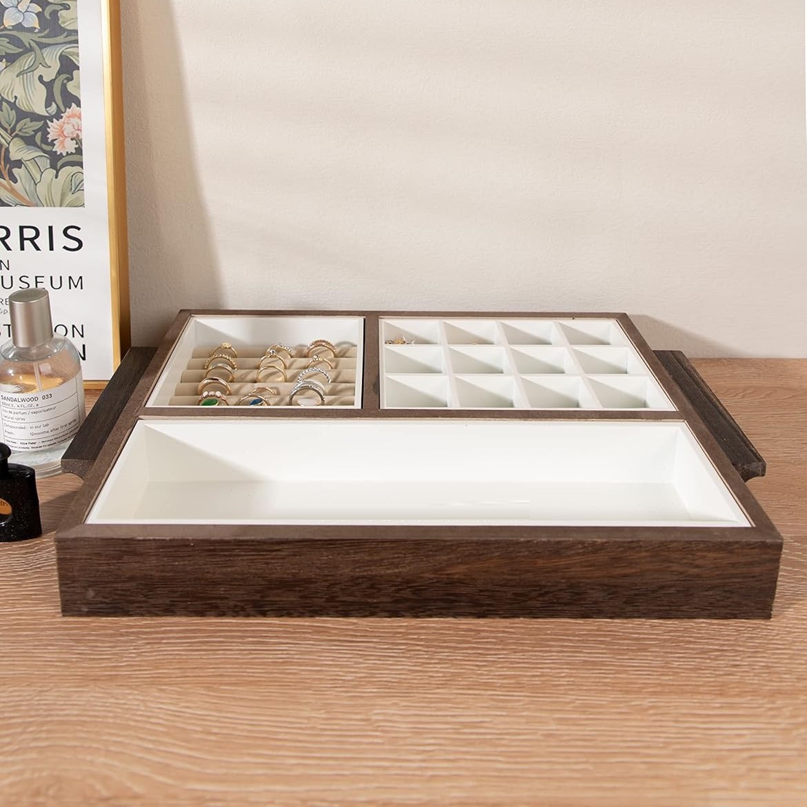 木质珠宝抽屉收纳盒耳环戒指手链展示收纳盒梳妆台展示架