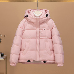连帽棉服女短款秋冬新款宽松休闲韩版纯色小个子防寒服外套大棉衣