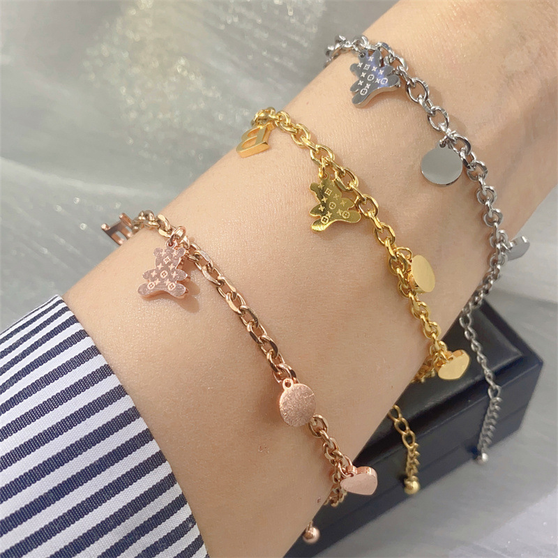 Titanium Steel Non-fading Hip-hop Bear Bracelet Female Summer ins Niche Design Simple Sexy Style Girl's Bracelet
