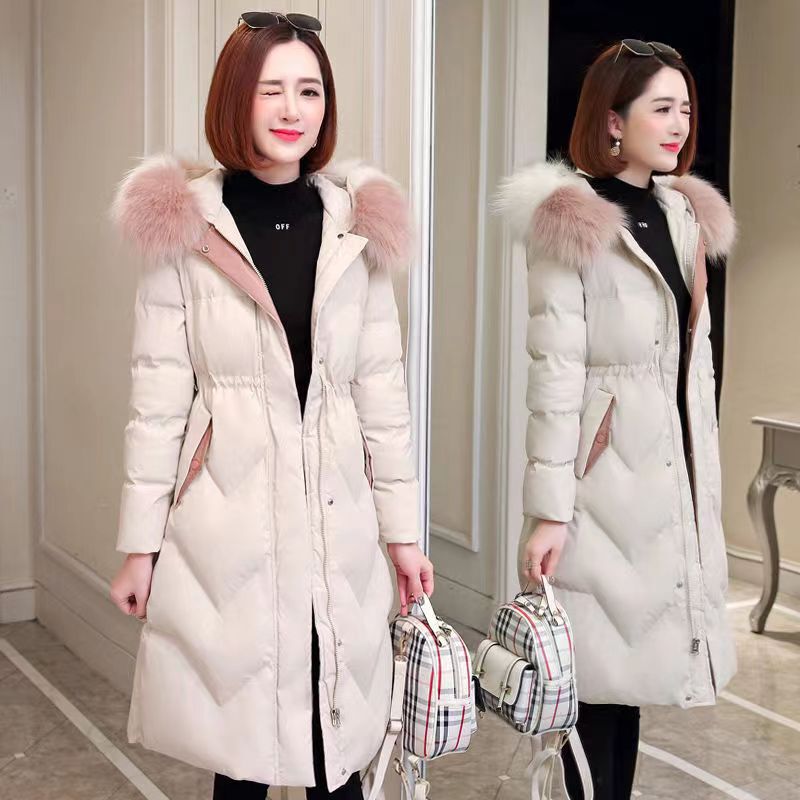Winter 2021 Korean version of the tide over the knee slim plus size fox fur collar coat clearance thick ladies down jacket