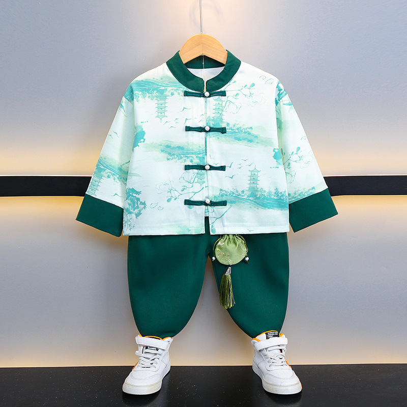 Hanfu boy traditional Chinese style children's new Chinese style spring and autumn edition street fashion ancient style clothes 2024 new children's loose Tang suit