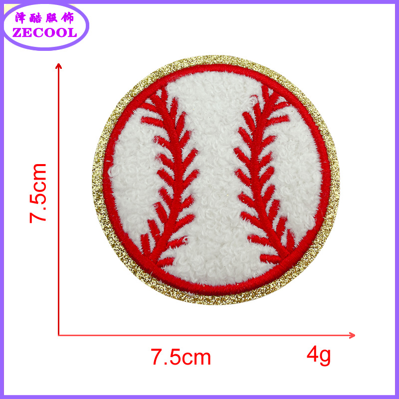 그릿 바닥 * 흰색 * 야구 야구 * 높이 7.5cm * 혼합 자수