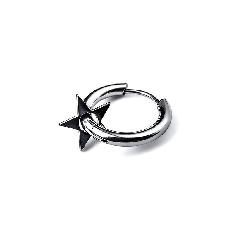 1 Piece Simple Style Hexagon Cross Star Titanium Steel Earrings display picture 2