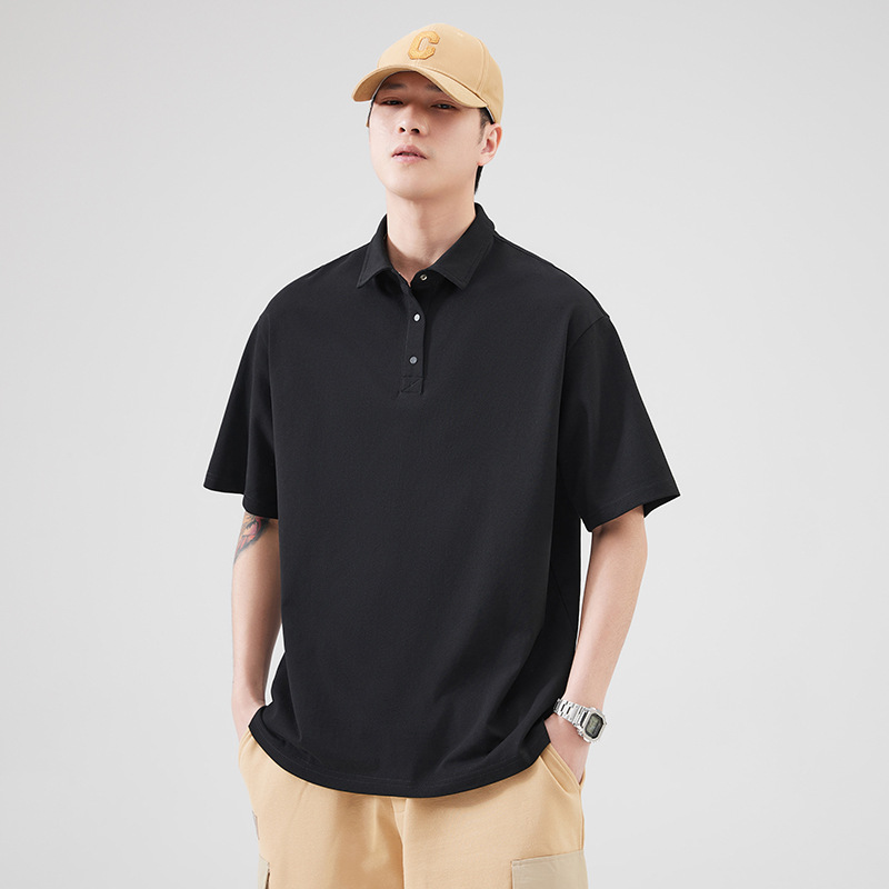 Sommer-Poloshirt mit Revers für Herren, kurz, lässig, locker sitzend, einfarbig, halbarm, trendig und vielseitig_voghion.com