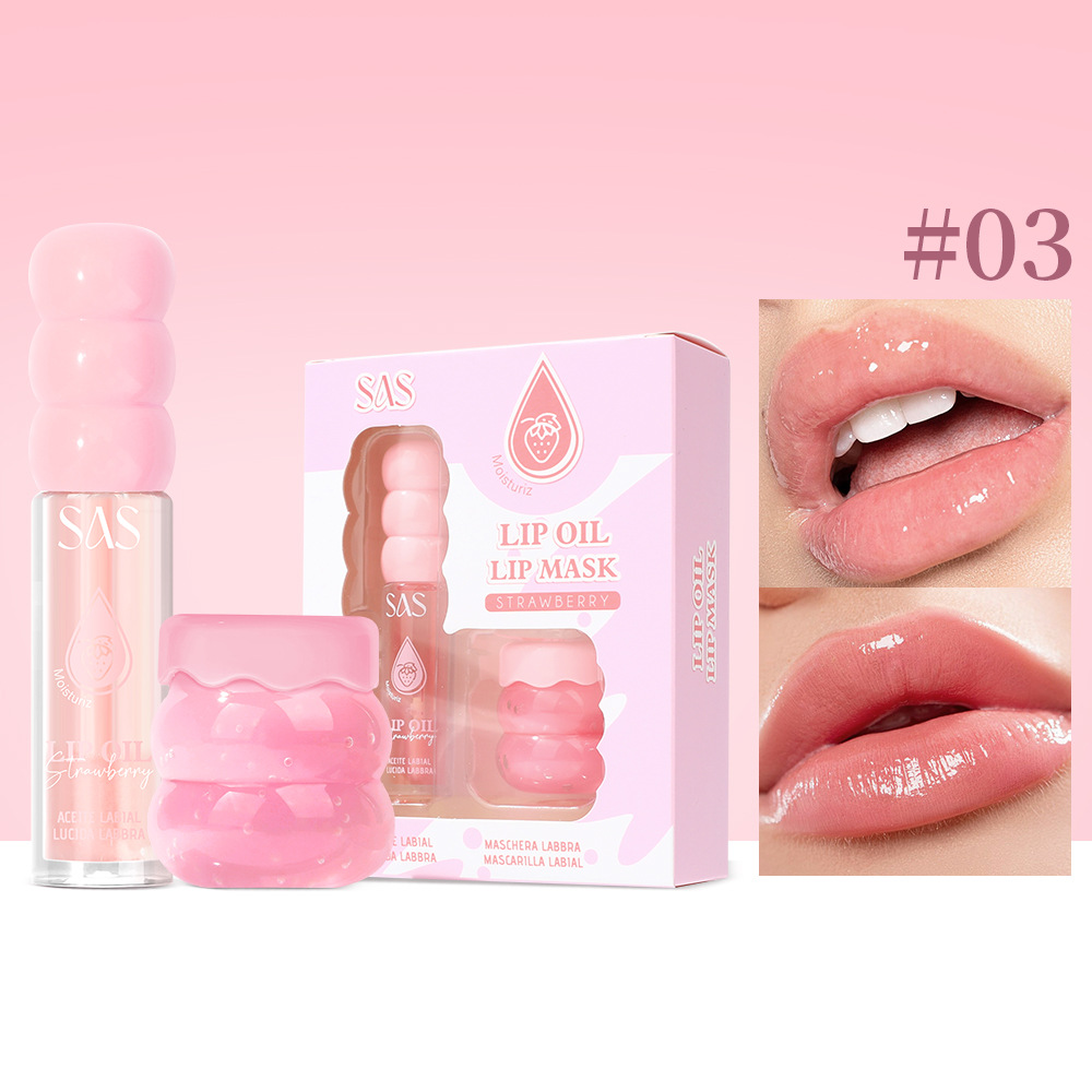 SAS Europa y Estados Unidos en stock transfronterizo humectante máscara labial humectante + aceite labial pequeño conjunto SAC186