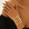 Bracelet + ring-hollow leaves-kc gold