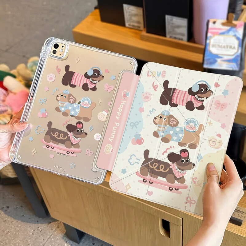 Skateboard Dachshund Y-fold iPad 11th generation Pro 11inch MINI7 protective case air6/7/8 tablet A16 protective cover