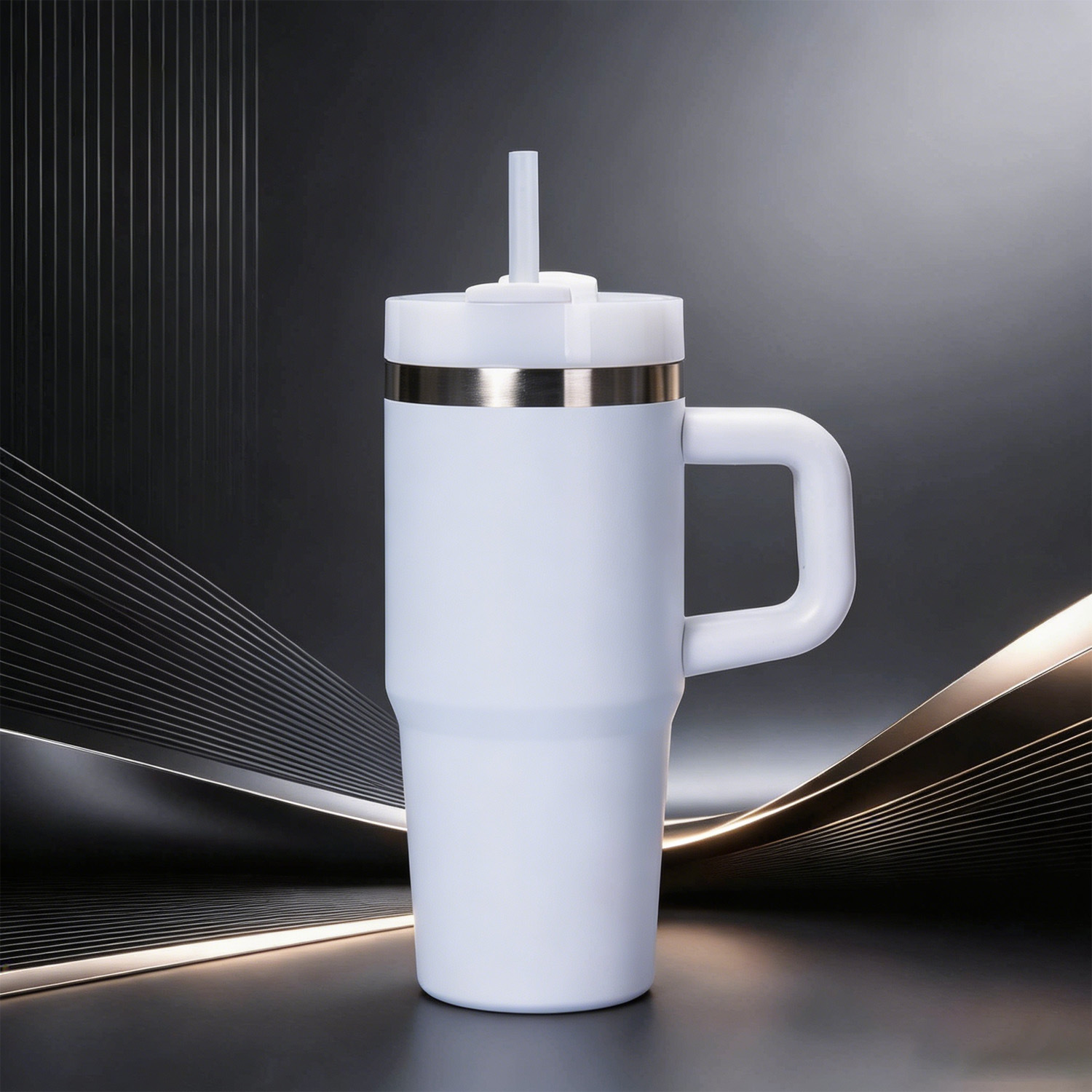 Amazon 14oz304 taza de acero inoxidable taza de aislamiento frío taza de hielo de oficina portable taza de paja