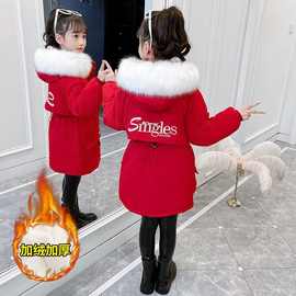 女童棉衣2025新款洋气派克服中大儿童中长款加厚羽绒棉袄冬装外套