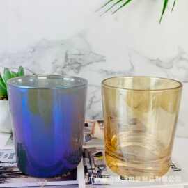 厂家供应批发 200ml香薰蜡烛杯离子镀炫彩喷色蜡烛杯爆款五彩灌蜡