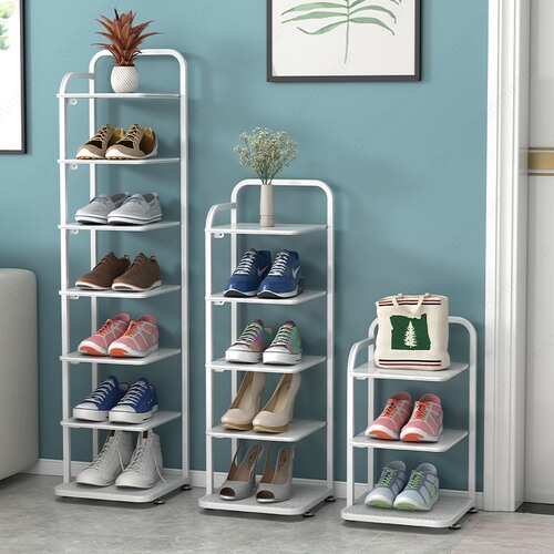 Wholesale shoe rack small narrow door simple economical shoe rack for home saves space multi-layer dust-proof iron wire shelf