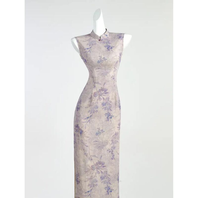 Purple New Chinese-Style Improved Cheongsam Dress, 2026 Spring/Summer New Model, Elegant and Slimming Dress