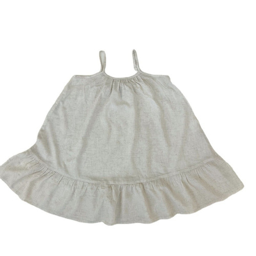 Summer 2024 New Children's Dress for Girls in Korea, Imitation Linen Strappy Dress for Young Children, Princess Dress with Ins Style