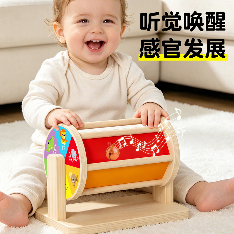 Early Education Educational Toys Baby Textile Drum Montessori 6-Month-Old Baby Rainbow Roller with Mirror Teaching Aids