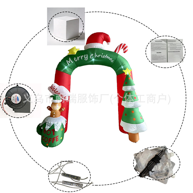 Navidad grande molde de aire arco sombrero de Navidad elemento decoración de patio al aire libre decoración led luminoso molde de aire inflable