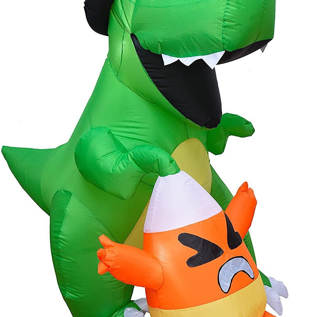 1,8 m de Halloween inflable dinosaurio de pesca dulces de maíz inflable patio escena decoración incorporada luz LED