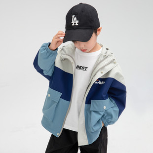 Work coat 23 years men's autumn and winter fashion brand hooded color matching men's top loose casual fake two-piece assault clothing