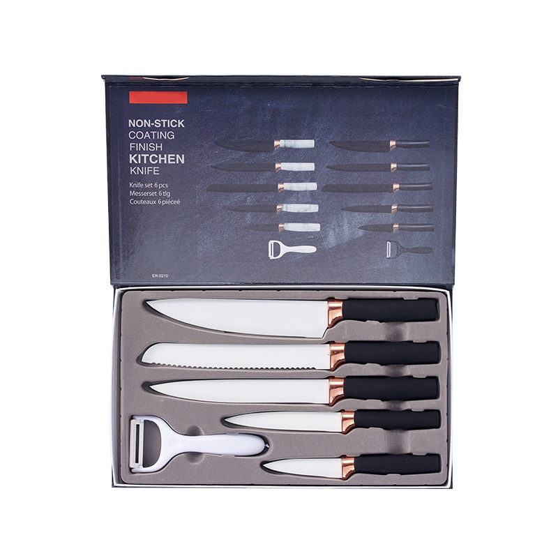 Caja manual de mango negro 6 piezas (blanco)