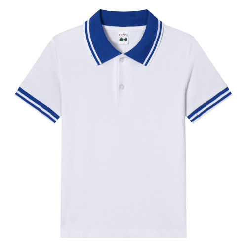 kids children's t-shirt long sleeve cotton white lapel boy polo shirt girl primary school uniform