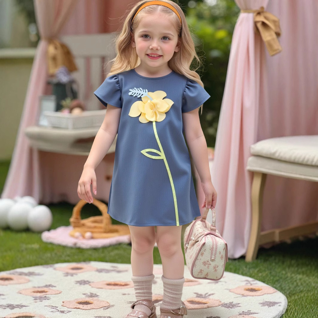 Cross-border Amazon children's clothing 2025 summer new girls fresh foreign style girls summer dress princess dress