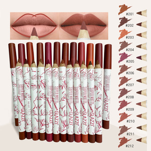New GLAZZI flower-shaped pen stick lipstick Pen + lip liner pen combination suit matte matte 12-color lip pen wholesale