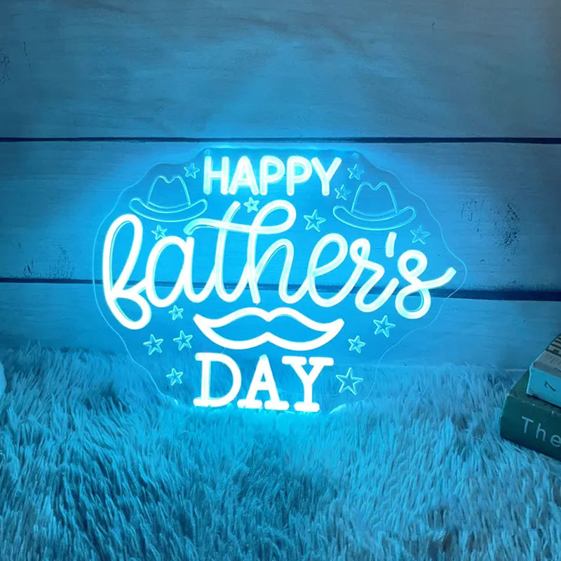 Happy Father's Day LED Neon Lights, Family Party Backdrop Decoration, Gift for Dad