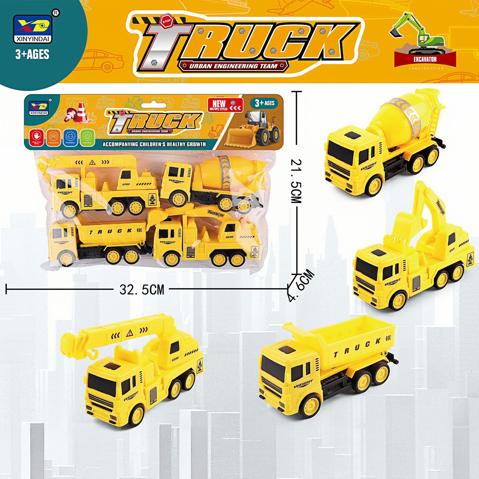 Juguete de Coche de Ingeniería de Inercia Plástico con Deslizamiento para Niños