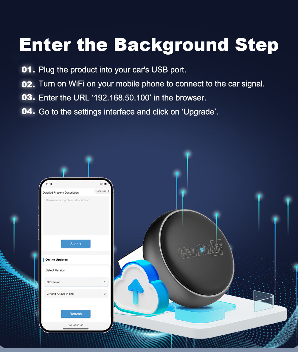 Cross-border carlinkit car-machine connectivity Android Apple wired to wireless carplay box car-mounted box