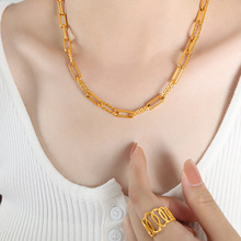 欧美嘻哈网红链子手链钛钢18k金西太后项链个性粗链条饰品批发女