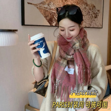 轻奢渐变色仿羊绒针织围巾女秋冬季保暖围脖披肩韩版氛围感大披肩
